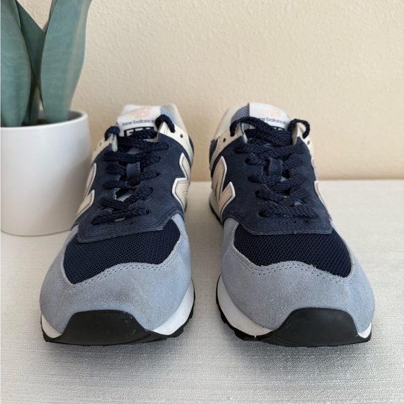 New Balance 574 Blue and Cream Casual Sneakers - Picture 7 of 14